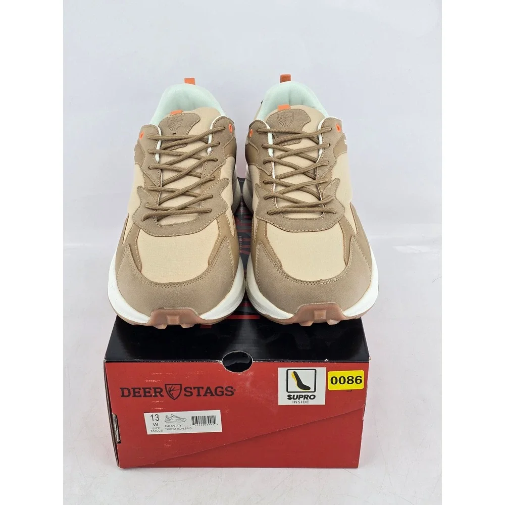 Deer Stags Gravity Sneakers Mens 13 Wide Taupe Comfort Walking Shoes - New